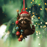 Maxcorners Personalized Raccoon Acrylic Christmas Ornament – Cute Holiday Gift - Perfect Gift for Kids & Animal Lovers LM0411