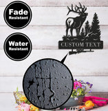 Maxcorners Personalized Elk Hunting Metal Sign WITH LED/WITHOUT LED Light Deer Forest Scene Custom Name Rifle Wall Art Hunter Gift LM0110