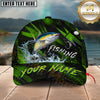 Maxcorners Fishing Neon Green Splash Personalized Name 3D Cap (12 Fish Species)