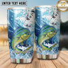 Maxcorners Fishing Tumbler Aqua Doodle Splash Design Personalized Name Tumbler (13 Species)