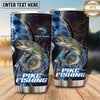 Maxcorners Fishing Tumbler Midnight Blue Cosmic Swirl Design Personalized Name Tumbler (13 Species)