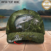 Maxcorners Fishing Green Scale Lightning Pattern Personalized 3D Cap (12 Fish Species)