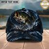 Maxcorners Fishing Dark Ocean Splash Personalized 3D Cap (12 Fish Species)