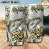 Maxcorners Fishing Tumbler Olive Camouflage Shard Design Personalized Name Tumbler (13 Species)