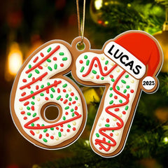 Maxcorners Custom Name Six Seven Ornament - Personalized Acrylic Ornament - Funny Six Seven 67 Ornament, Christmas Santa 67 Ornament, Gen Z, Gen Alpha Teenager Ornament 2D Flat TU2511
