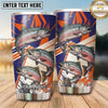 Maxcorners Fishing Tumbler Retro Orange Navy Stripe Design Personalized Name Tumbler (13 Species)
