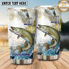 Maxcorners Fishing Tumbler White Blue Halftone Splash Design Personalized Name Tumbler (13 Species)
