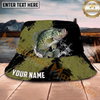 Maxcorners Fishing Olive Splash Camo Personalized Name 3D Bucket Hat (12 Fish Species)