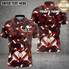 Maxcorners Pickleball Polo Military Camo Crossed Paddles Multiple Options Personalized Name, Team Name 3D Shirt