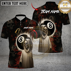 Maxcorners Skull & 8 Ball Custom Polo – Gothic Billiards Pool Team Shirt