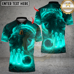 Maxcorners Flame The Lion OF Judah With Bowling Multicolor Customized Name, Team Name 3D Shirts