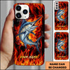 Maxcorner Fishing Fire Flame Background Personalized Name 3D Phone Case (10 Fish Species)