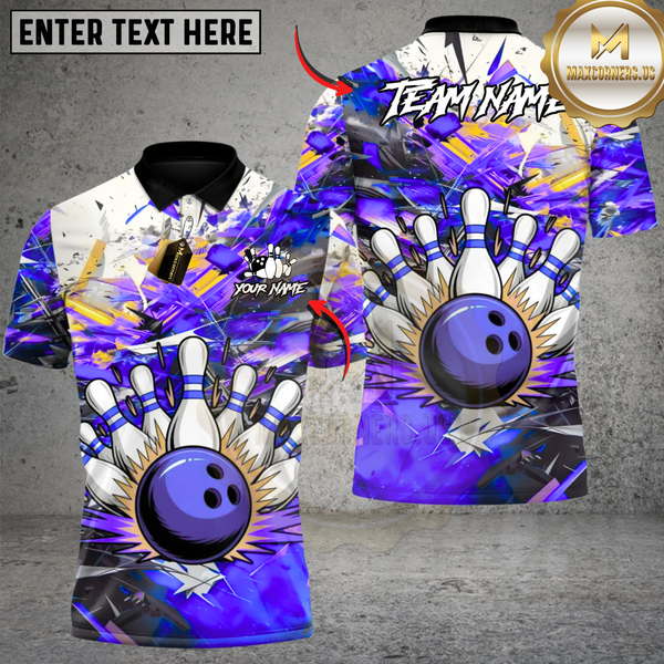 Maxcorners  Bowling Blast Multicolor Customized Name, Team Name 3D Shirts