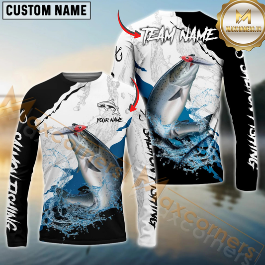 Maxcorners Fishing Water Flow Custom Name & Team Name 3D Shirts