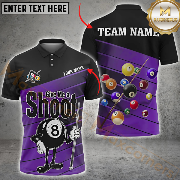 Maxcorners Funny Billiards 8-Ball Multicolor Personalized 3D Shirt, Give Me a Shoot” Design Shirts