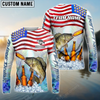 Maxcorners Fishing American Flag Bear Sun Protection Personalized Name, Team Name Long Sleeve Shirt