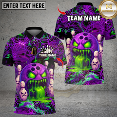 Maxcorners Angry Zombies Bowling Ball Multicolor Customized Name, Team Name 3D Shirts