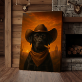 Maxcorners Dog Cowboy Sunset 3D Wrapped Canvas