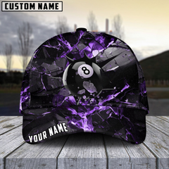 Maxcorners Billiard Ball 8 Dark Material Personalized Name 3D Cap (6 Colors)