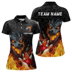 Maxcorners Custom Dragon Flaming Bowling Shirt for Men and Women Dragon Bowling Jersey Team LM2504