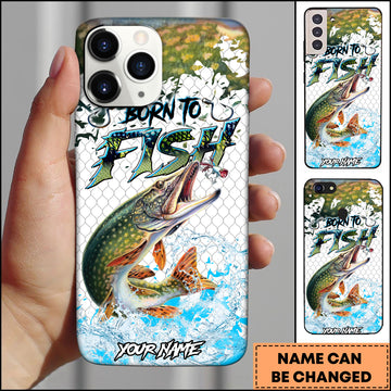 Maxcorners Northern Pike Fishing Lake Water Splash Personalized Name 3D Phone Case