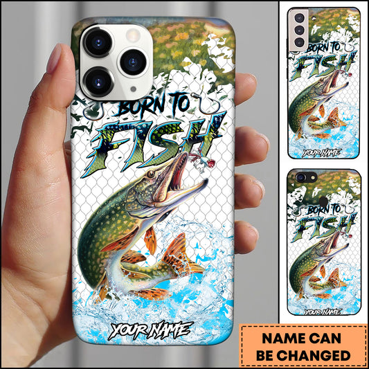 Maxcorners Northern Pike Fishing Lake Water Splash Personalized Name 3D Phone Case