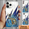 Maxcorners Fishing Phone Case Jumping Water Splash Blue Lightning Scale Pattern Personalized Name Phone Case (8 Fish Species)