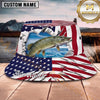 Maxcorners Fishing Red Black Vortex Fishing Design with Bold Splash Personalized Name 3D Bucket Hat (13 Fish Species)