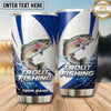 Maxcorners Fishing Tumbler Blue White Racing Stripe Design Personalized Name Tumbler (13 Species)