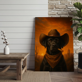 Maxcorners Dog Cowboy Sunset 3D Wrapped Canvas