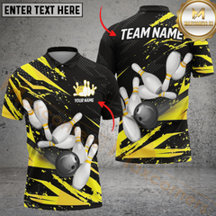 Maxcorners Bowling Flash Personalized Name Men And Women 3D Polo Shirt Custom Bowling Team Jersey (4 Colors)