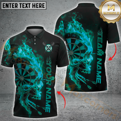 Maxcorners Darts Skull Flame Multicolor Options Personalized Name, Team Name 3D Shirt