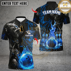 Maxcorners Bowling Flame Wolf Multioptions Personalized Name, Team Name Unisex 3D Shirts