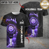 Maxcorners Pickleball Flaming Paddle Smiley Face Custom Name & Team 3D Shirt (4 Colors)