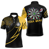 Maxcorners Men's Custom Darts Shirt - Yellow Panther With Dartboard & Arrow | Personalized Name LM2404