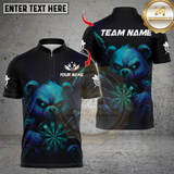 Maxcorners Darts Bear Neon Dark Style Multicolor Customized Name, Team Name 3D Shirts