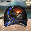 Maxcorners Fishing Skull Angler Blue Wave Personalized 3D Cap