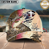 Maxcorners Fishing American Flag & Cross Design With Camo Detail Multicolor Personalized Name 3D Cap (8 Breeds)