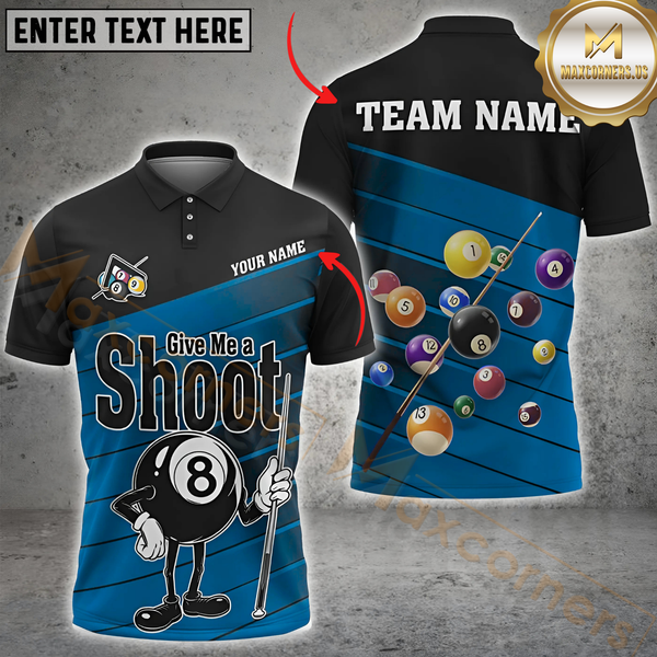 Maxcorners Funny Billiards 8-Ball Multicolor Personalized 3D Shirt, Give Me a Shoot” Design Shirts