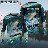 Maxcorners Striped Bass Fishing Aqua Strikephy Sun Protection Personalized Name, Team Name Long Sleeve Shirt