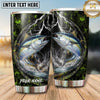 Maxcorners Fishing Tumbler Green Storm Lightning Forest Design Personalized Name Tumbler (13 Species)