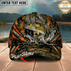Maxcorners Fishing Woodland Camo Orange Stripe Personalized 3D Cap (12 Fish Species)