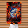 Maxcorners Blue Marlin Fishing Firestorm Action Pose Personalized Name 3D Poster