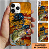 Maxcorners Fishing Phone Case And Beer Golden Splash Design Personalized Name 3D Phone Case (10 Fish Species)