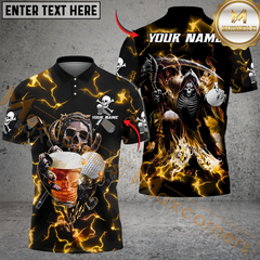 Maxcorners Grim Reaper Lightning Golf Polo Shirt, Customized Name, Team Name 3D Shirts (4 Colors)
