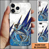 Maxcorners Fishing Phone Case Jumping Water Splash Blue Lightning Scale Pattern Personalized Name Phone Case (8 Fish Species)
