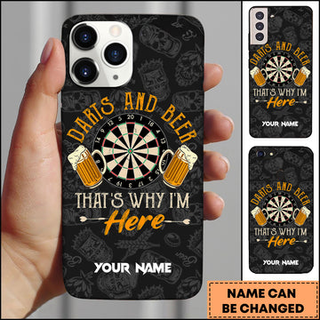Maxcorners Darts And Beer That’s Why I’m Here Personalized Name 3D Phone Case