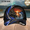 Maxcorners Fishing Skull Angler Blue Wave Personalized 3D Cap