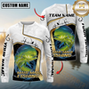 Maxcorners White Marble & Gold Trim Mahi Mahi Splash Heartbeat Line Personalized Name, Team Name 3D Long Sleeve Shirt