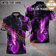 Maxcorners Fiery Wolf Bowling Jersey Multicolor Options Personalized Name, Team Name 3D Shirt